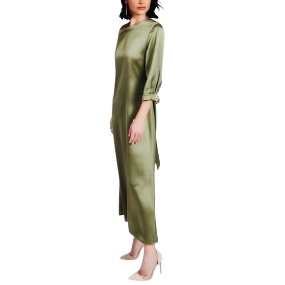 NWT Olivvi Kate Satin Evening Dress in Deep Green - Size L - Picture 7 of 8